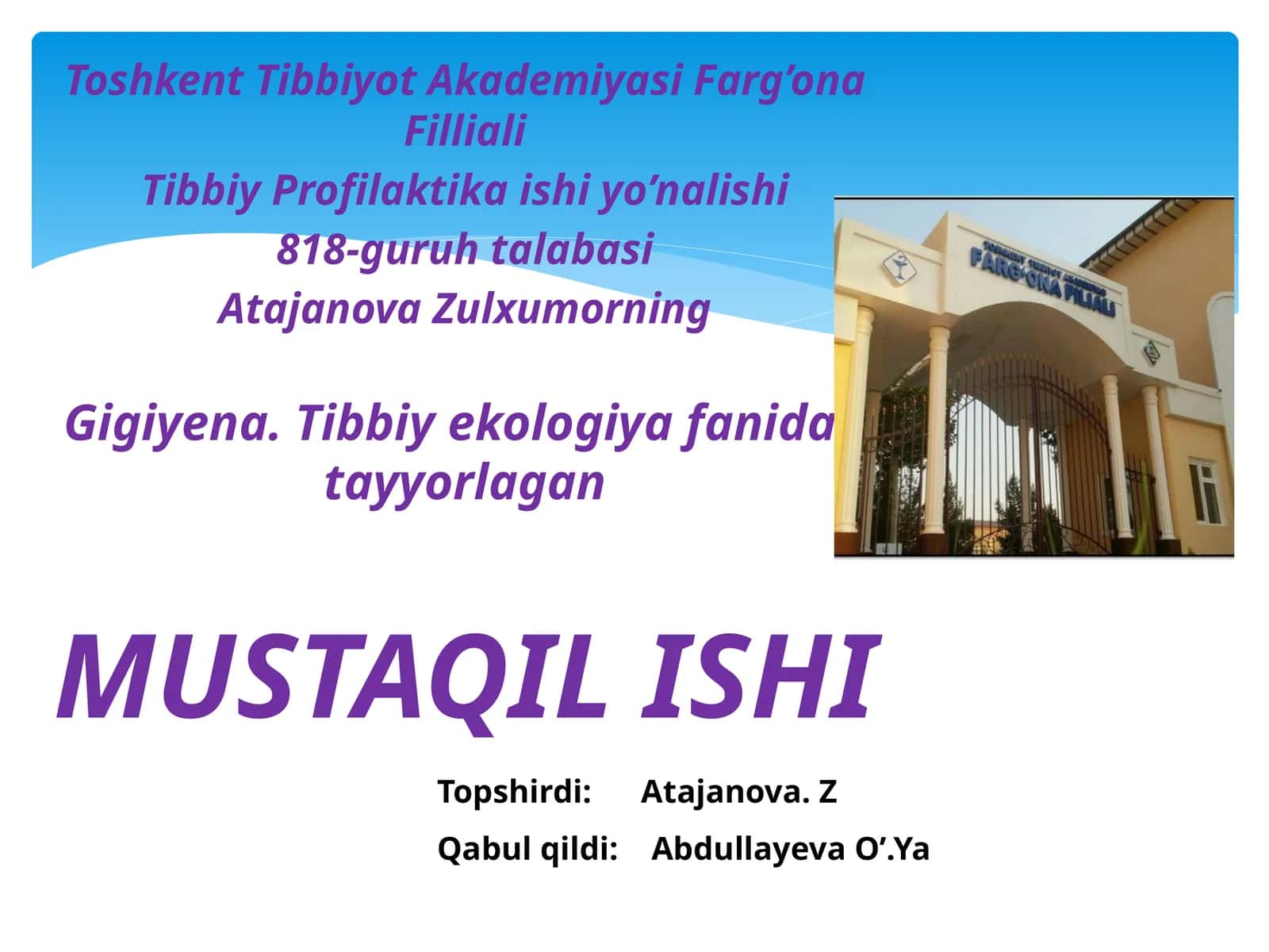 Tibbiy Proflaktika ishi 1