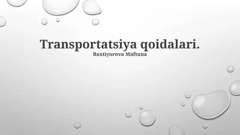 Transportatsiya qoidalari 1