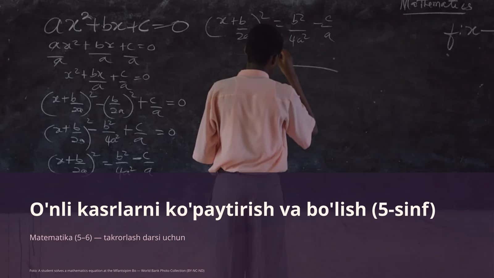 O'nli kasrlarni ko'paytirish va bo'lish (5-sinf) 1