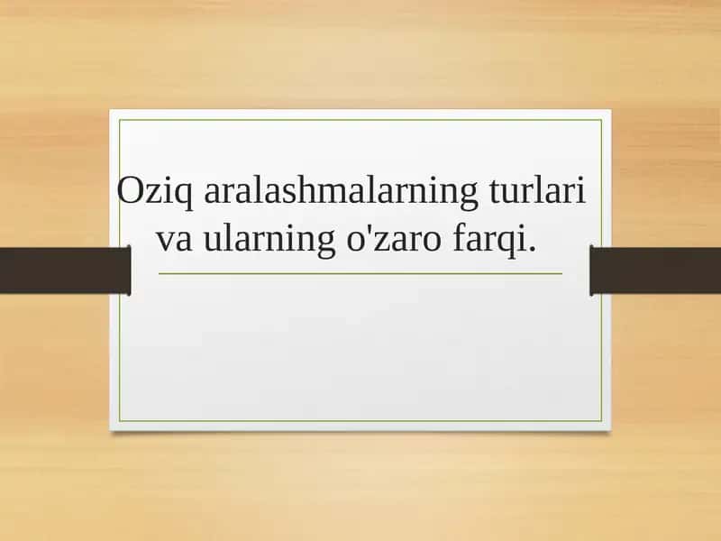 Oziq aralashmalarning turlari va ularning o'zaro farqi 1