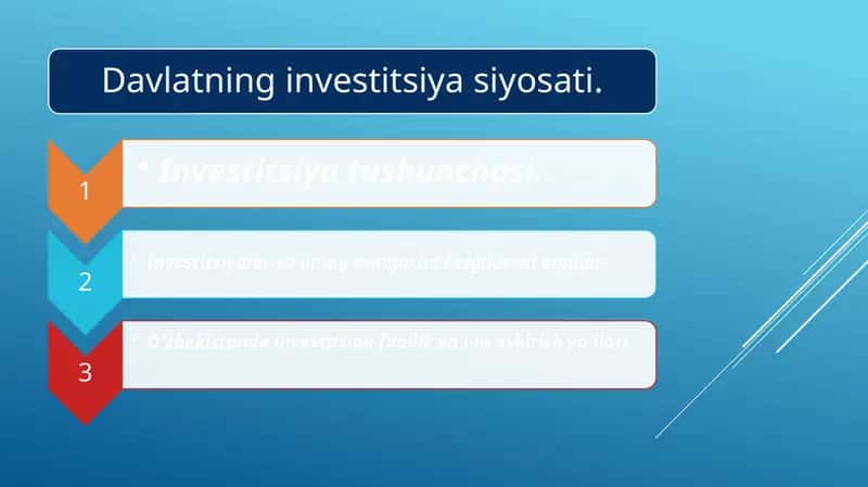 Davlatning investitsiya siyosati 1