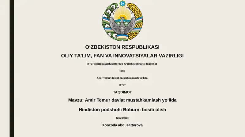 Oʻzbekiston tarixi taqdimot 1