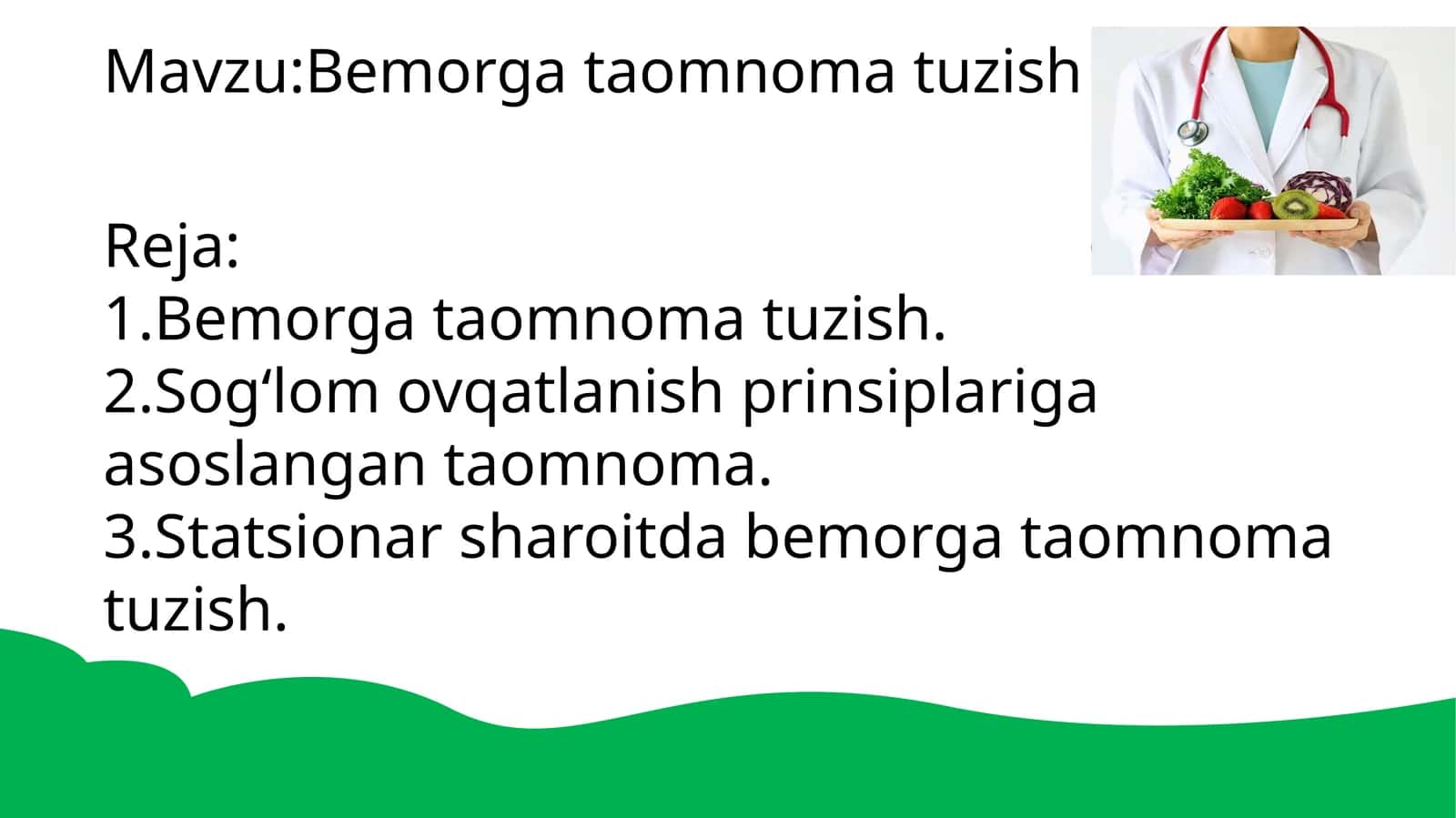 Bemorga taomnoma tuzish 1