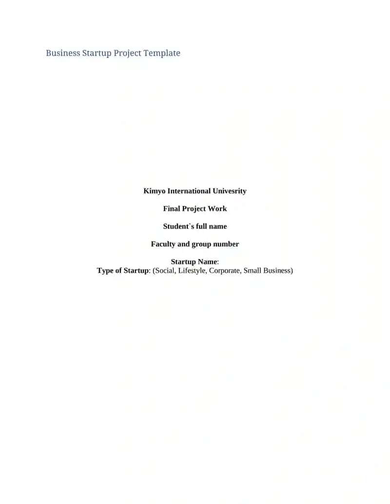 Business Startup Project Template