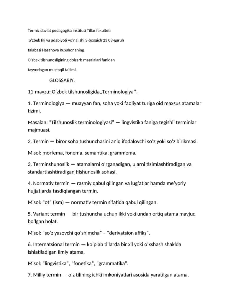 Oʻzbek tilshunosligi Terminologiyasi 1