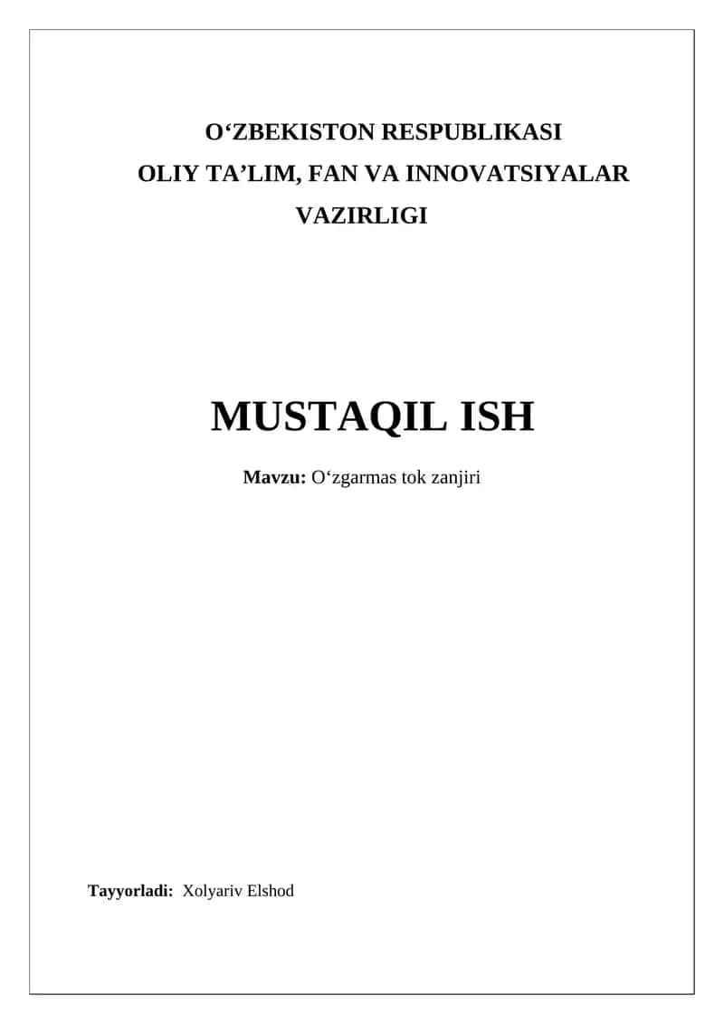 Oʻzgarmas tok zanjiri 1
