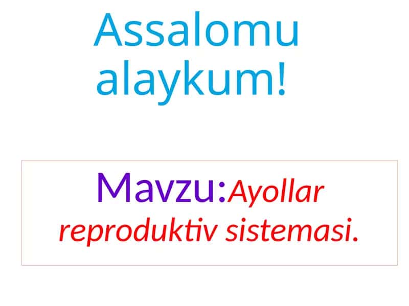 Ayollar reproduktiv sistemasi 1