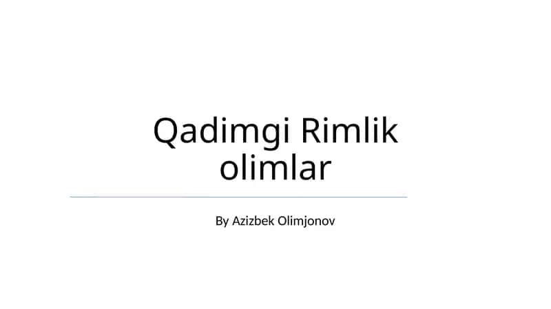 Qadimgi Rimlik olimlar 1