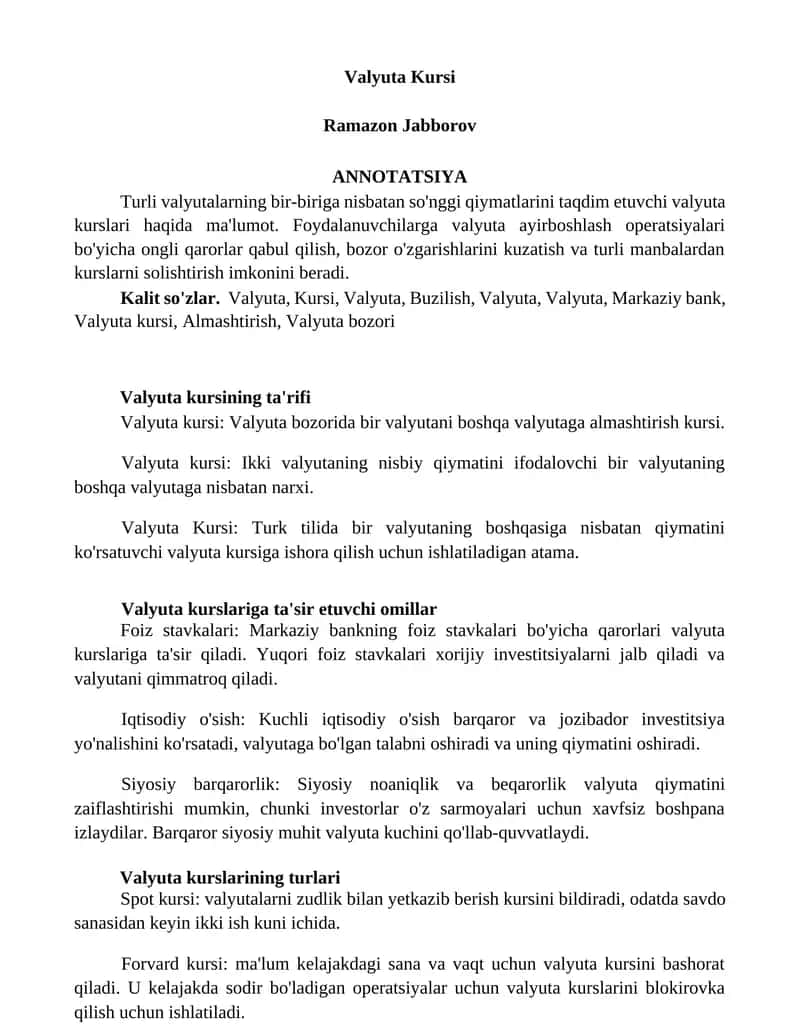 Valyuta Kursi 1