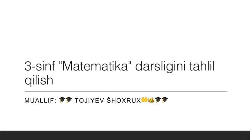 3-sinf "Matematika" darsligini tahlil qilish 1