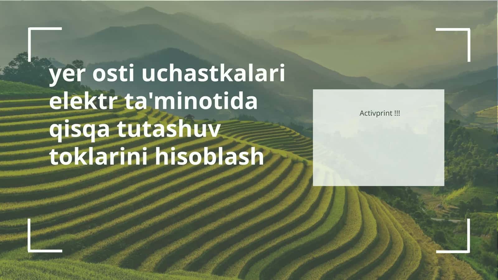 yer osti uchastkalari elektr ta'minotida qisqa tutashuv toklarini hisoblash 1