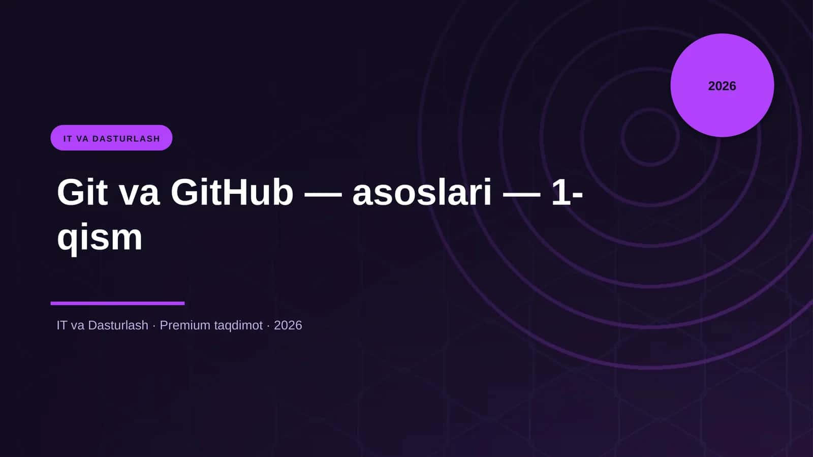 Git va GitHub — asoslari — 1-qism 1
