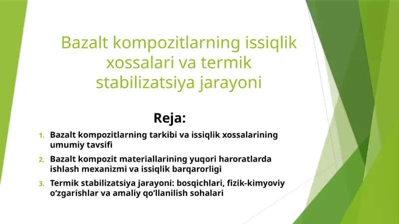 Bazalt kompozitlarning issiqlik xossalari va termik stabilizatsiya jarayoni 1