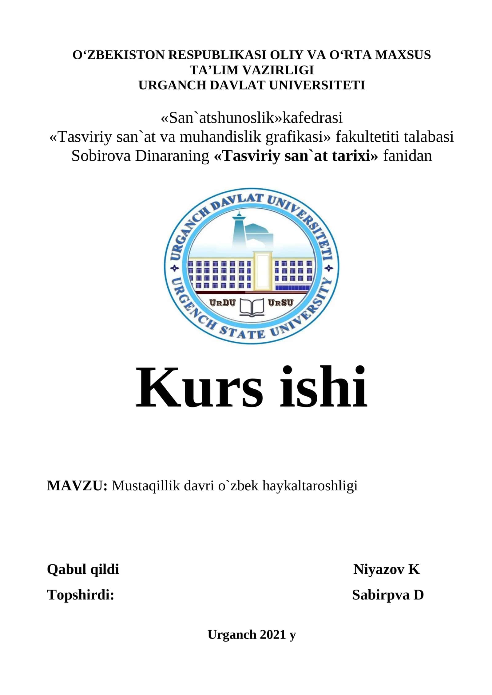 Mustaqillik davri o`zbek haykaltaroshligi 1