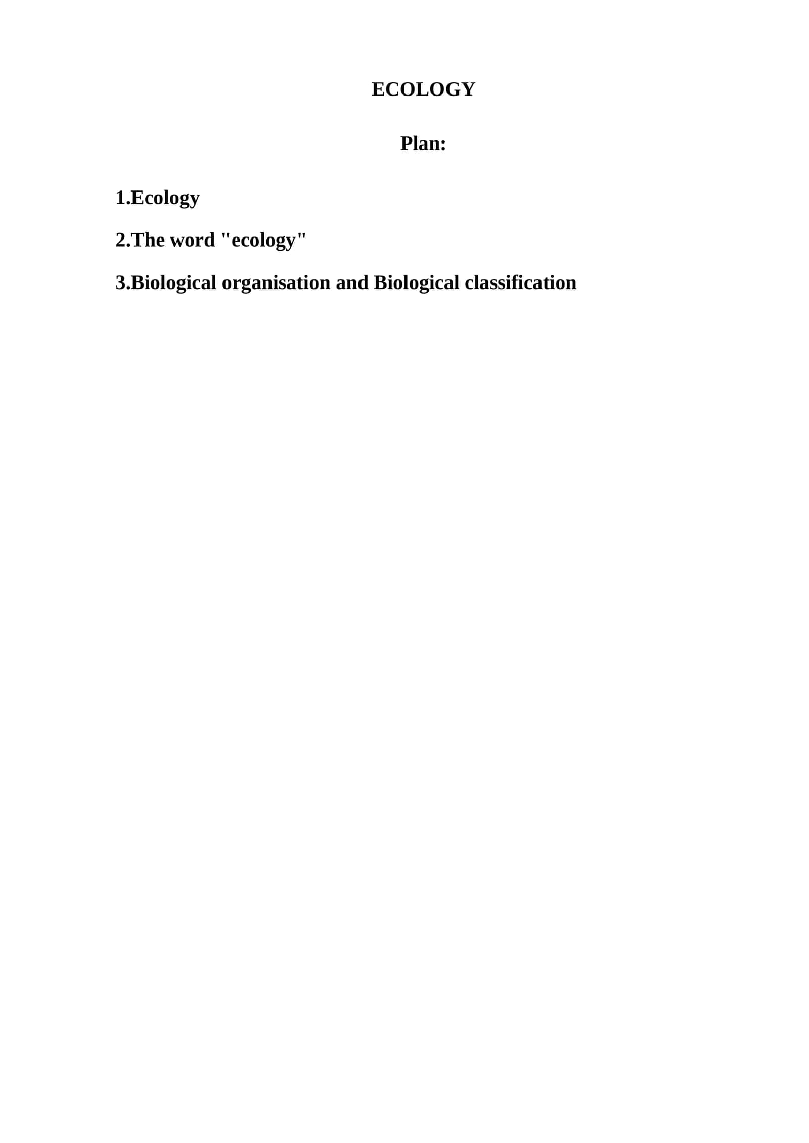 ECOLOGY 1