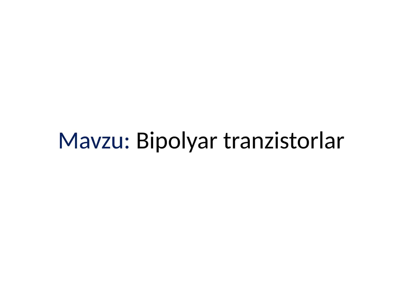 Bipolyartranzistorlar 1