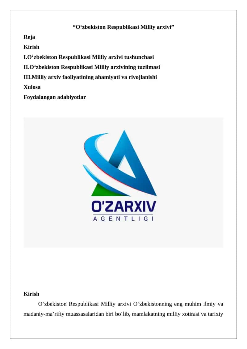 O‘zbekiston Respublikasi Milliy arxivi 1
