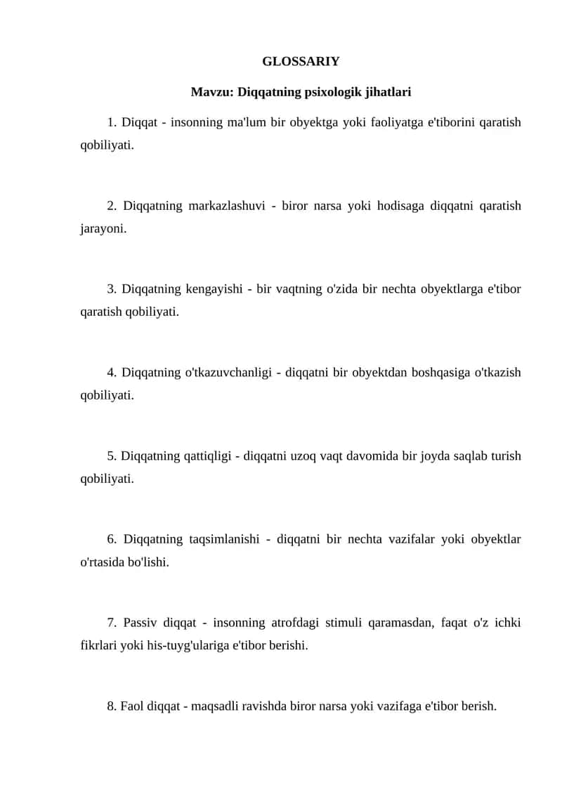 Diqqatning psixologik jihatlari 1