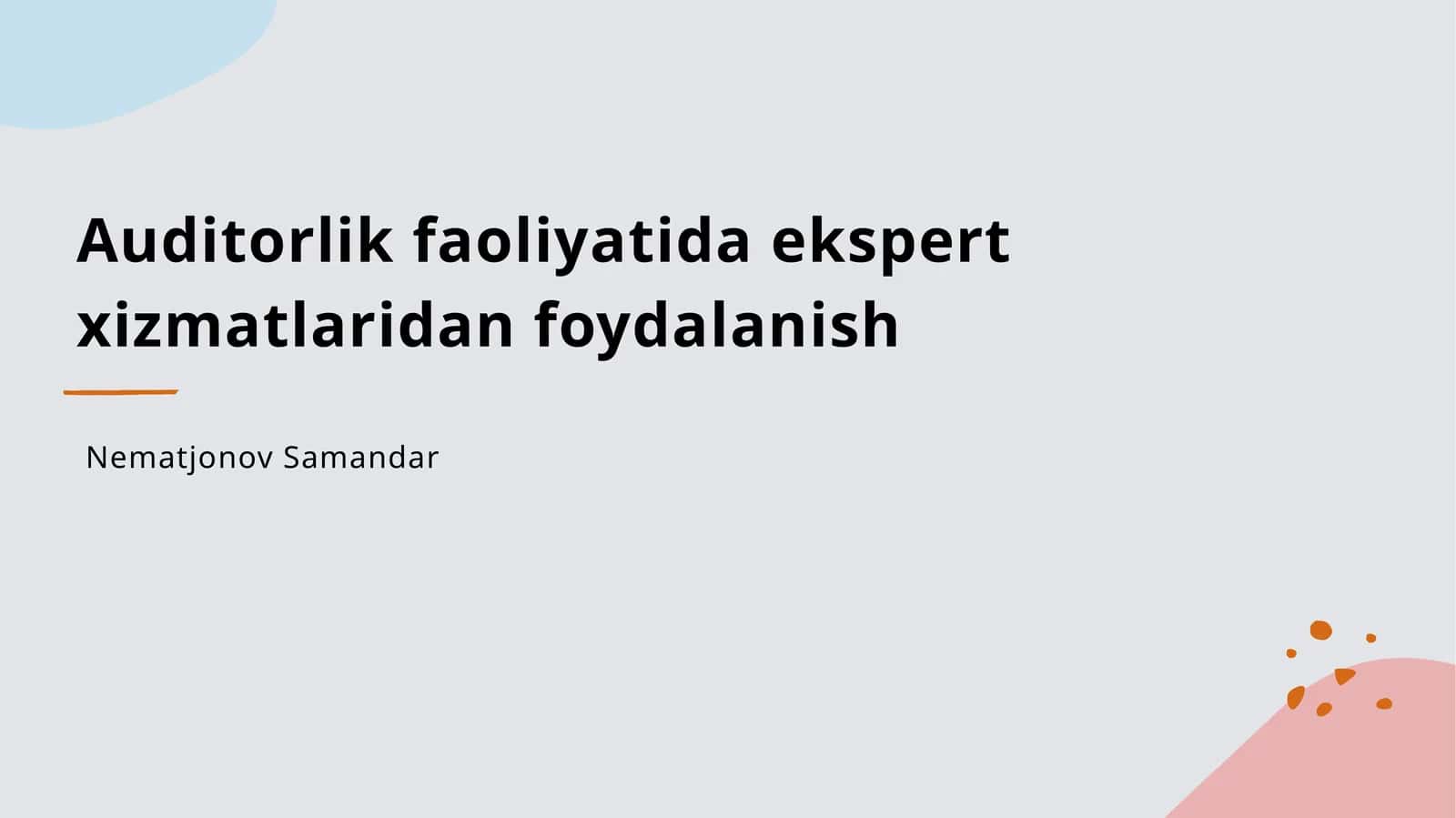 Auditorlik faoliyatida ekspert xizmatlaridan foydalanish 1