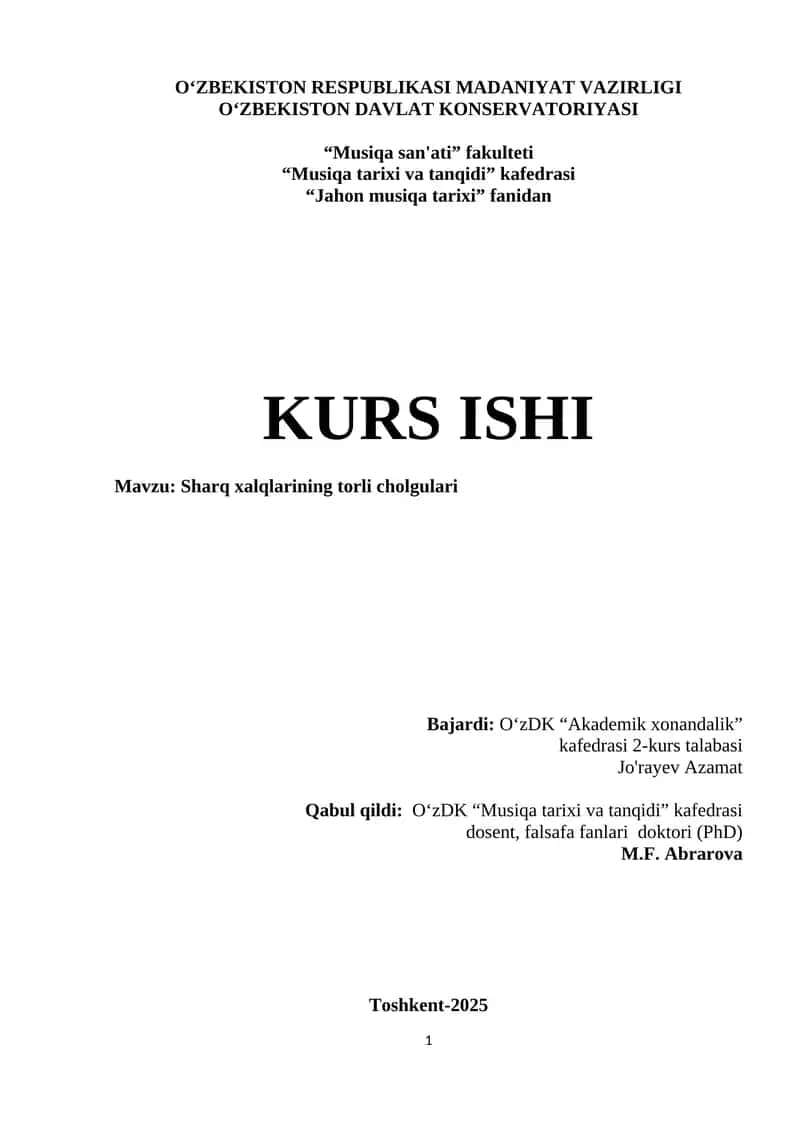 Sharq xalqlarining torli cholg'ulari 1