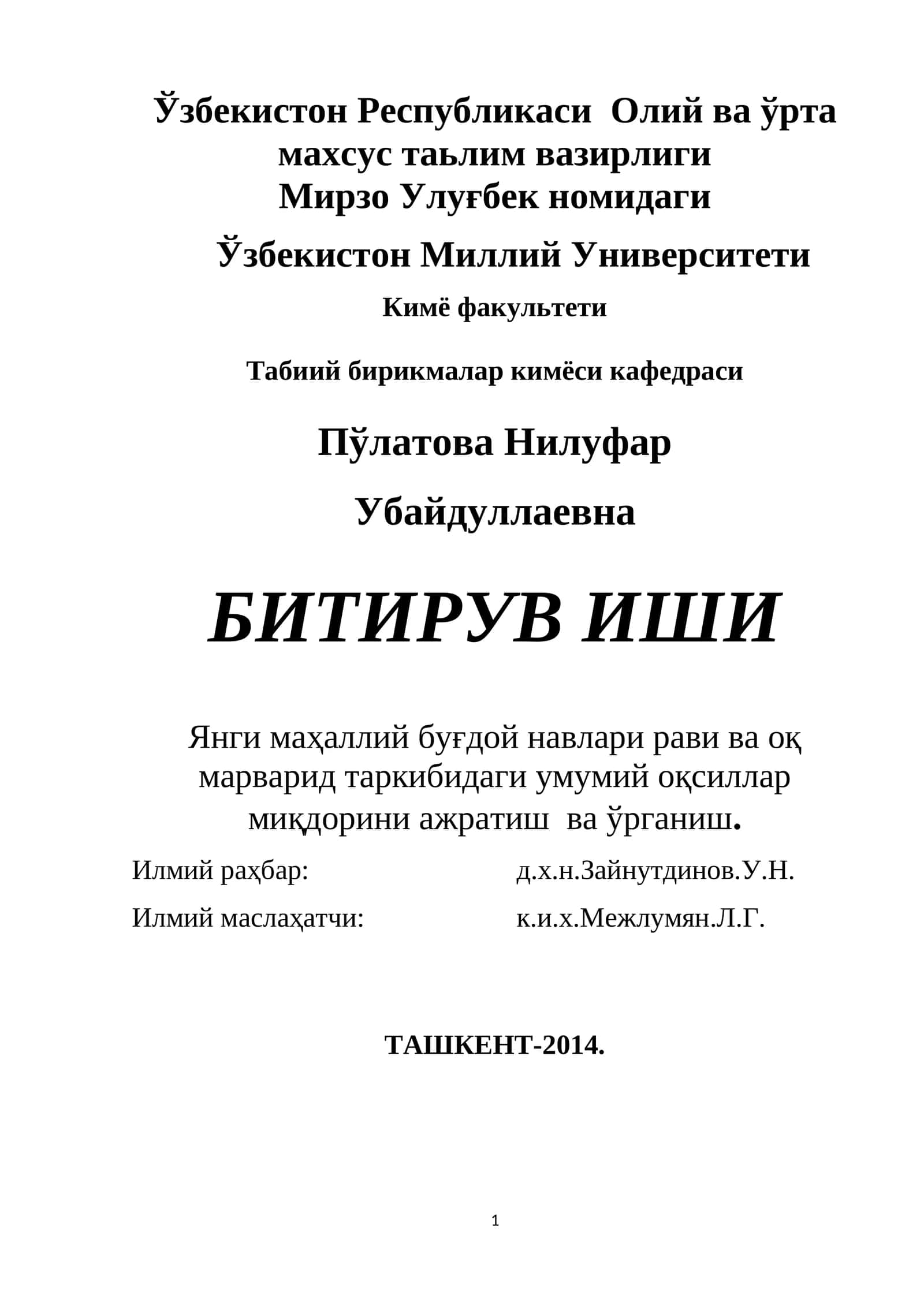 БИТИРУВ ИШИ 1