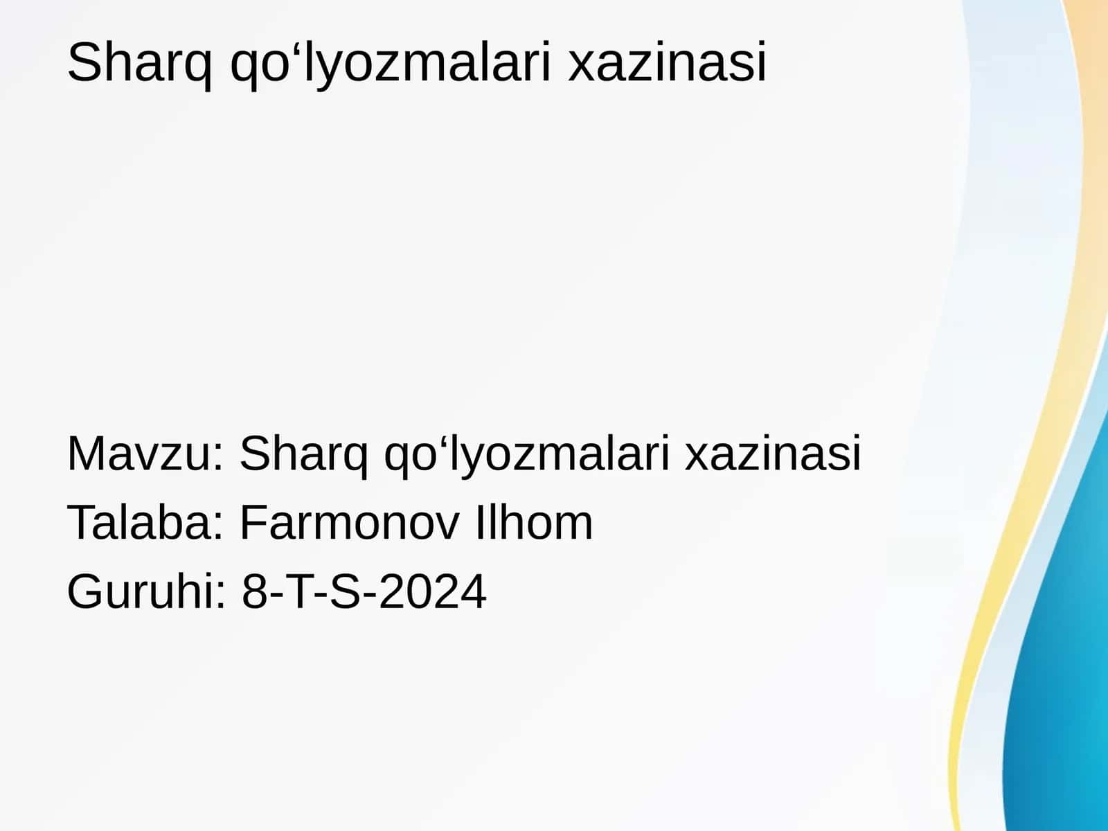 Sharq qo‘lyozmalari xazinasi 1