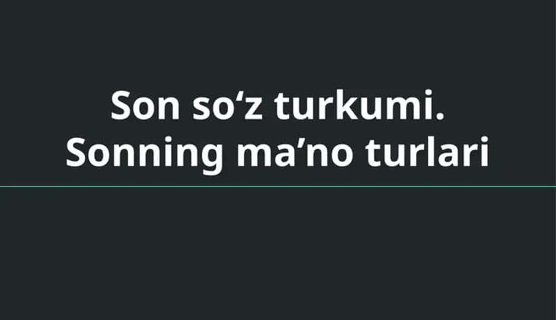 Sonso‘zturkumi. Sonningma’noturlari 1