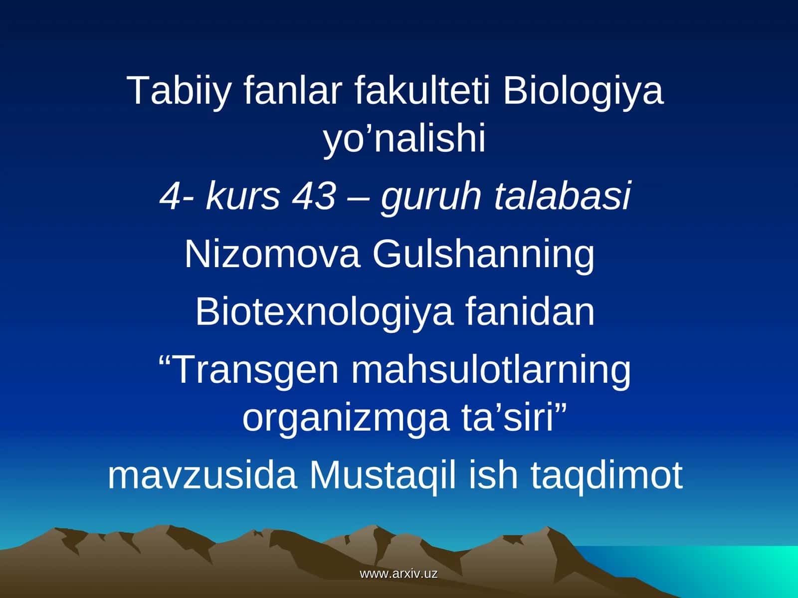 Transgen mahsulotlarning organizmga ta’siri 1