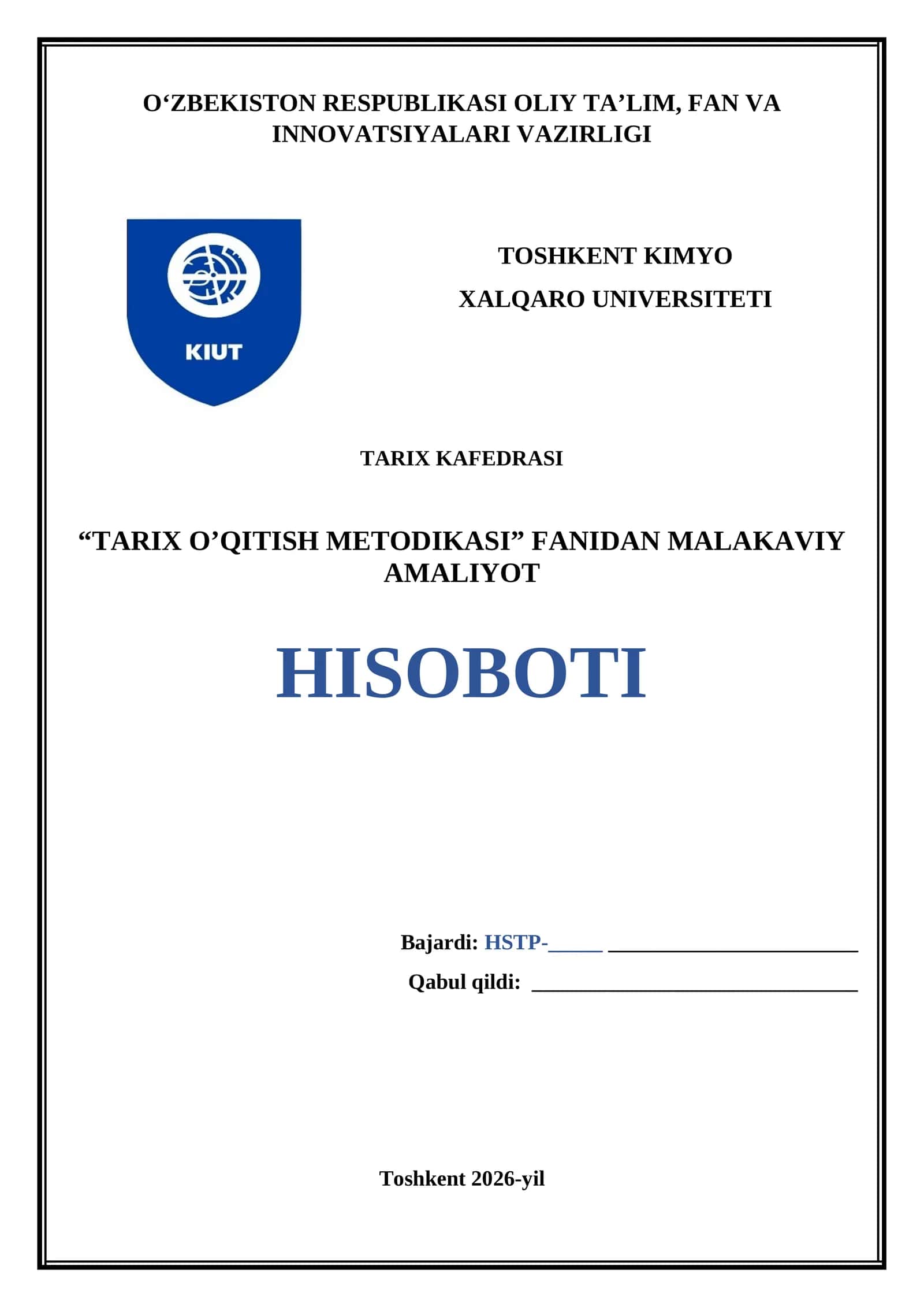 TARIX O’QITISH METODIKASI 1