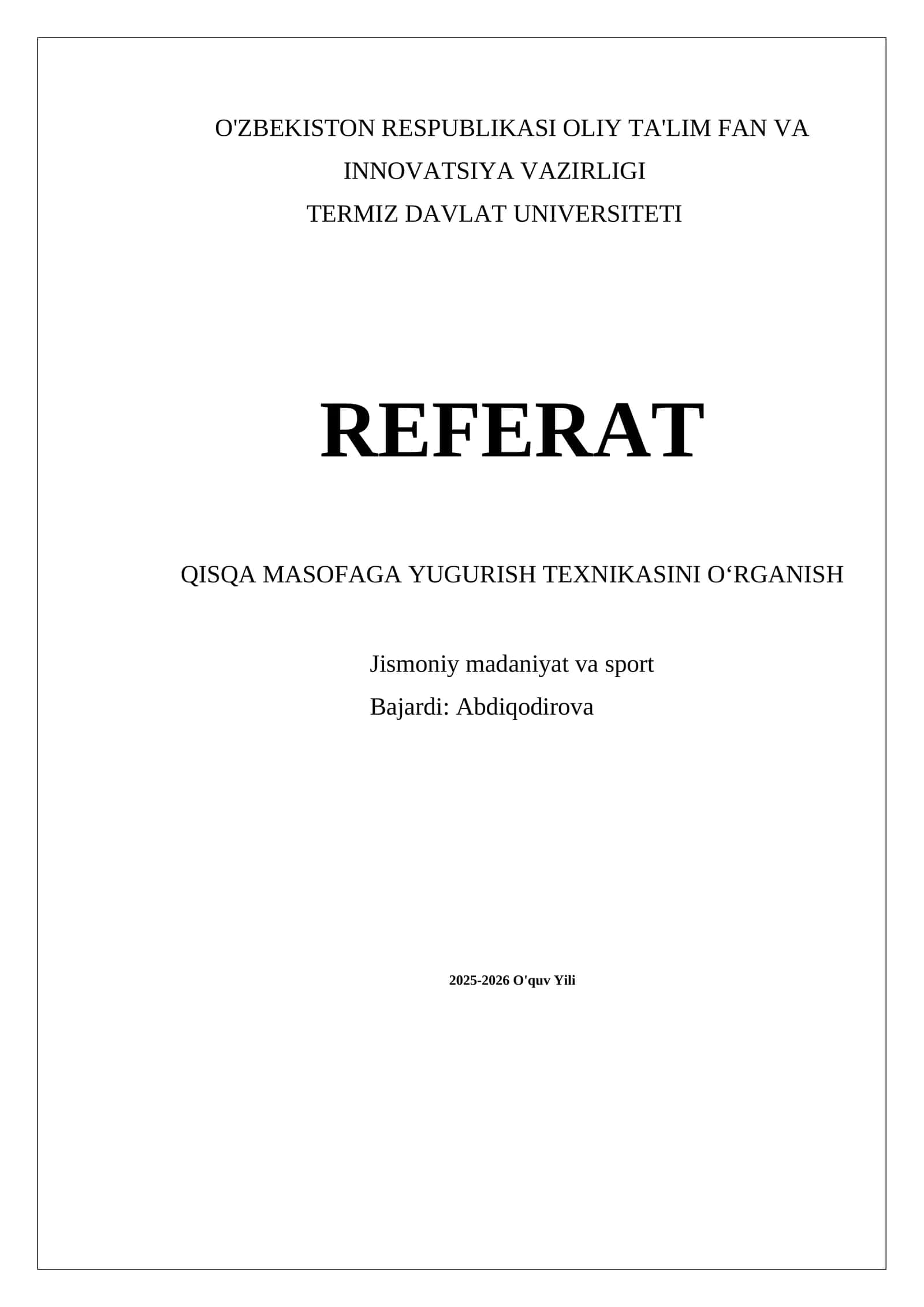 Qisqa masofaga yugurish texnikasi 1