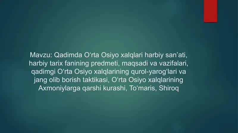Qadimda O‘rta Osiyo xalqlari harbiy san’ati 1