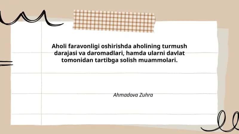 Aholi farovonligi oshirish 1