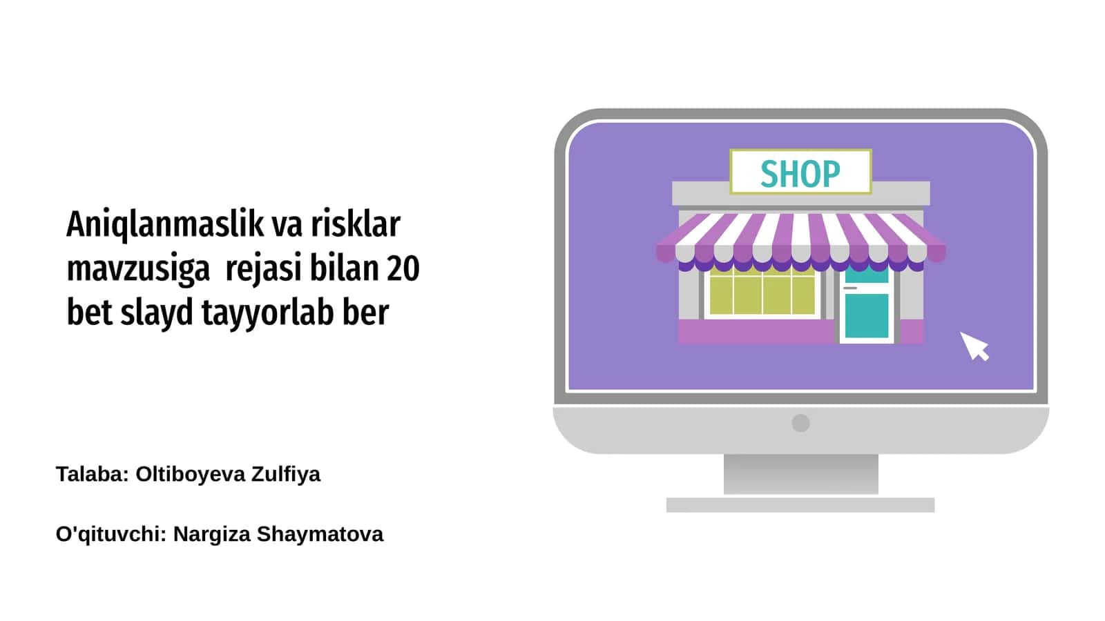 Aniqlanmaslik va risklar mavzusiga rejasi 1