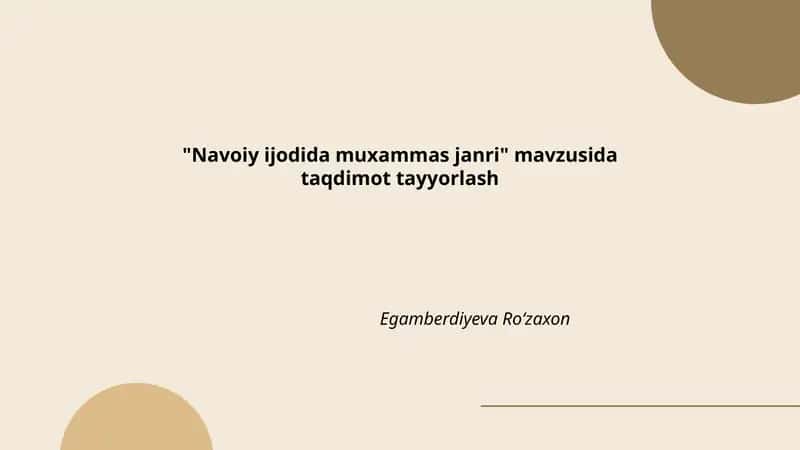 Navoiy ijodida muxammas janri 1