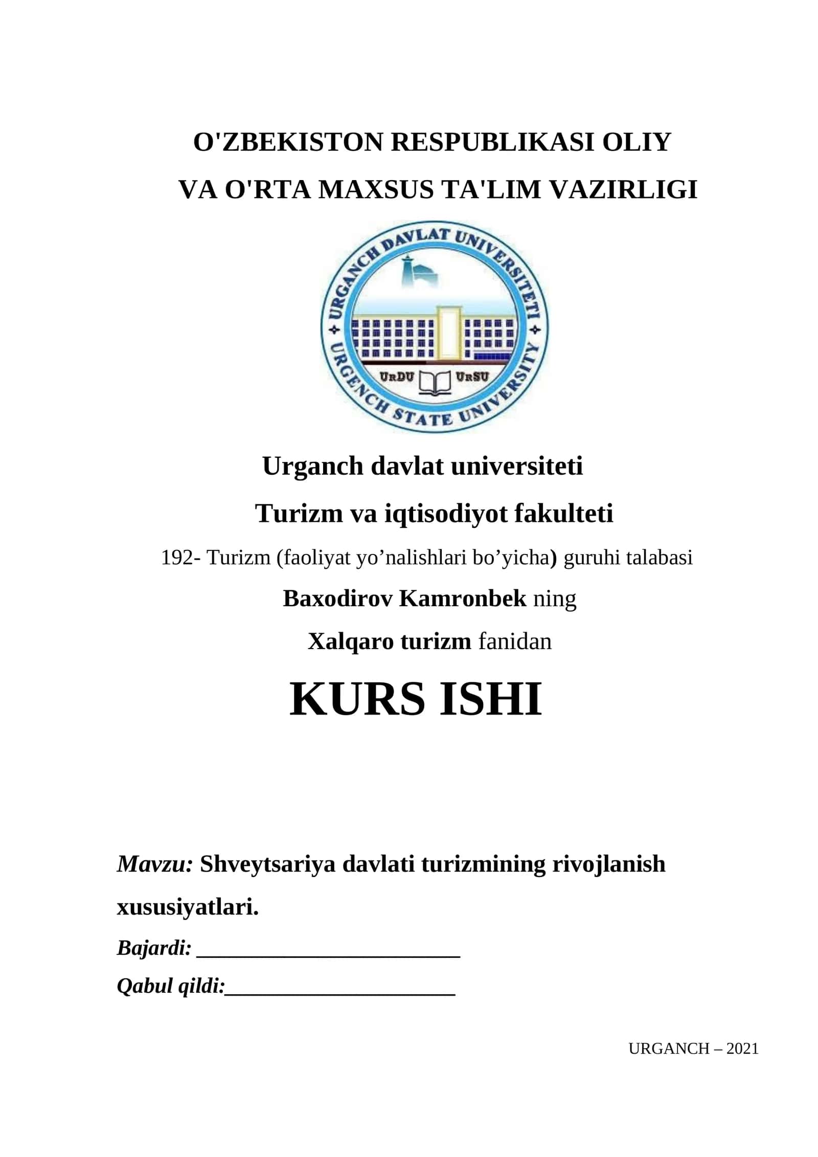 Shveytsariya davlati turizmining rivojlanish xususiyatlari 1