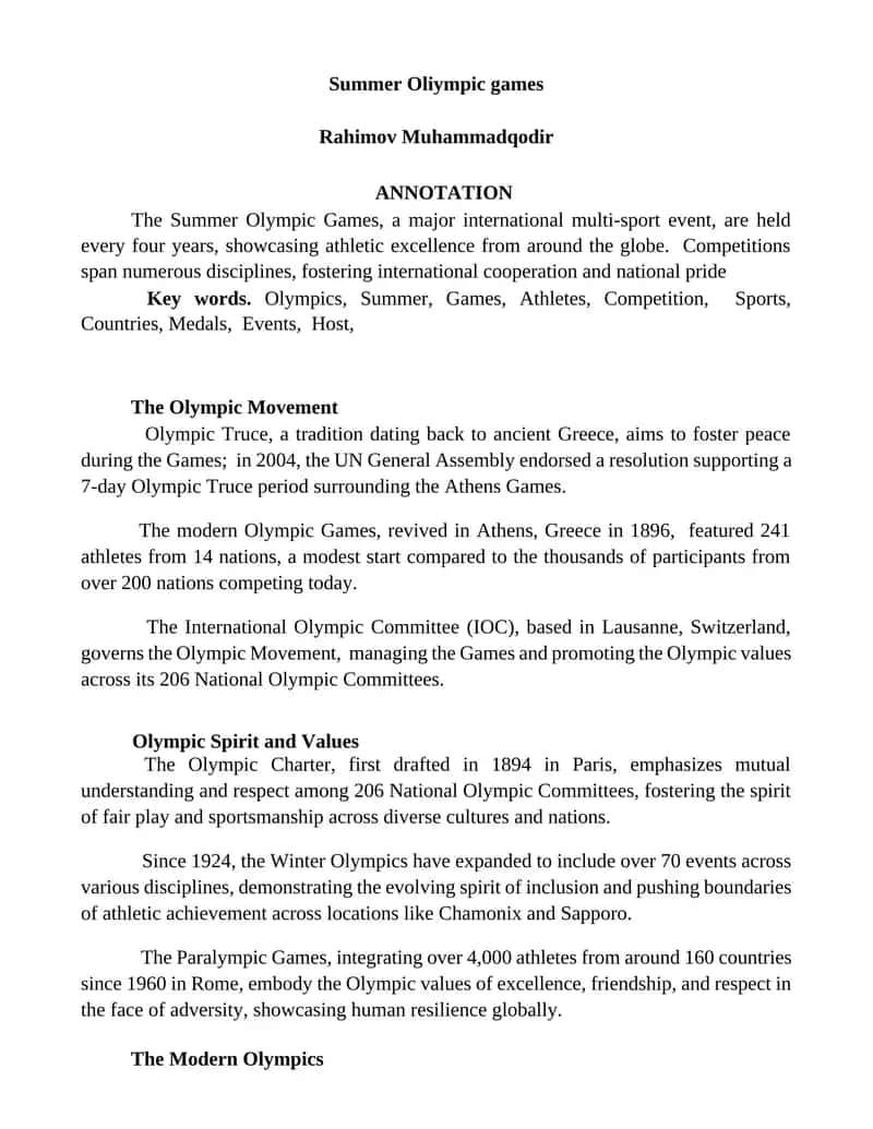 Summer Olympic Games 1