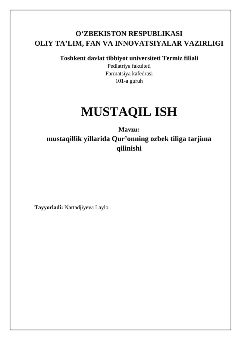 Qur'on tarjimalarining zarurati va ahamiyati 1