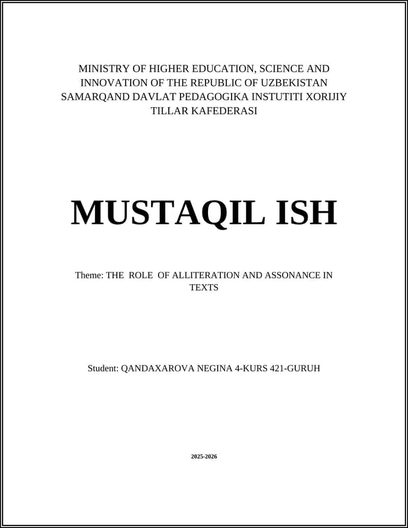 The Role of Alliteration and Assonance in Texts 1