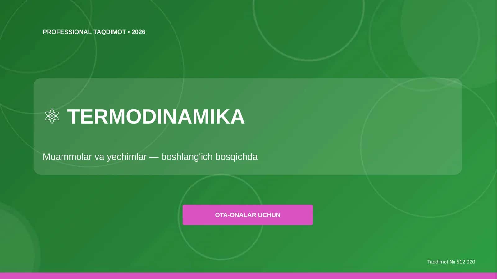 TERMODINAMIKA Muammolar va yechimlar 1