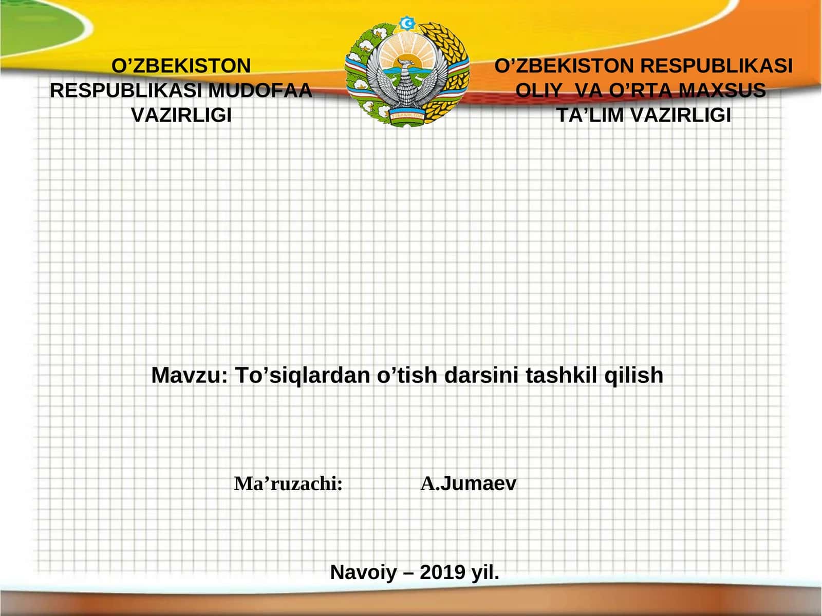 To’siqlardan o’tish darsini tashkil qilish 1