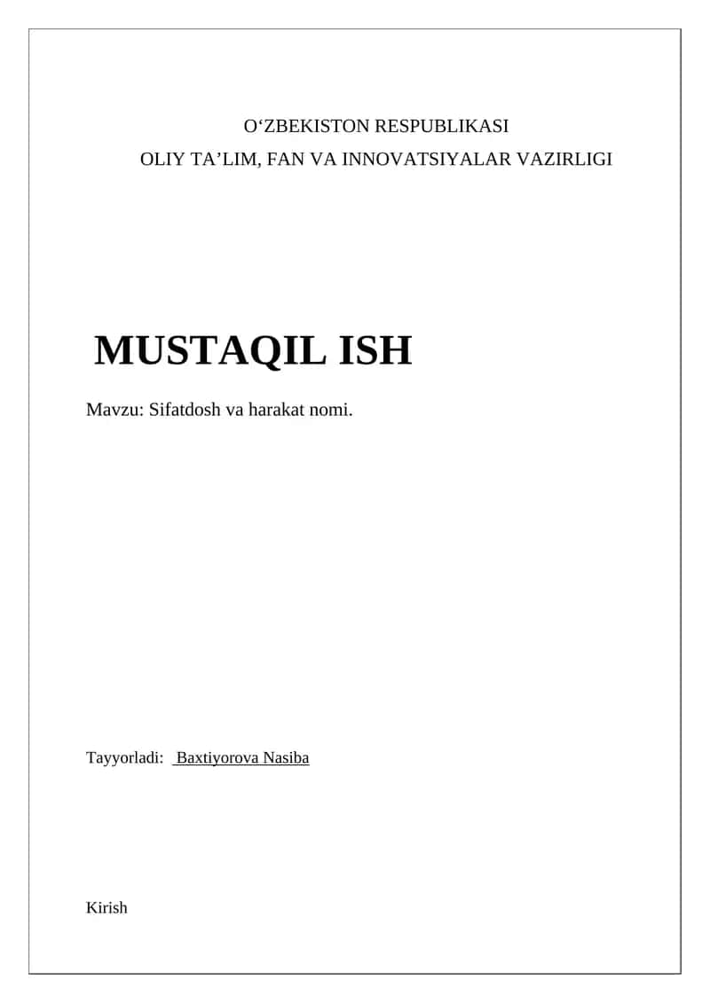 Sifatdosh va harakat nomi 1
