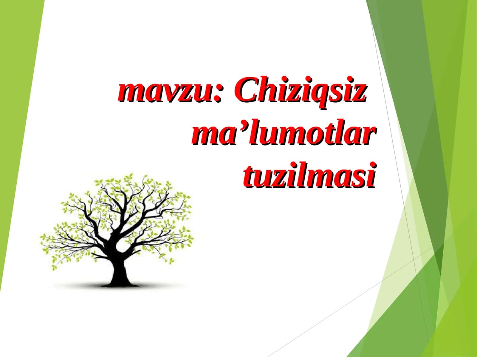 Chiziqsiz ma’lumotlar tuzilmasi 1