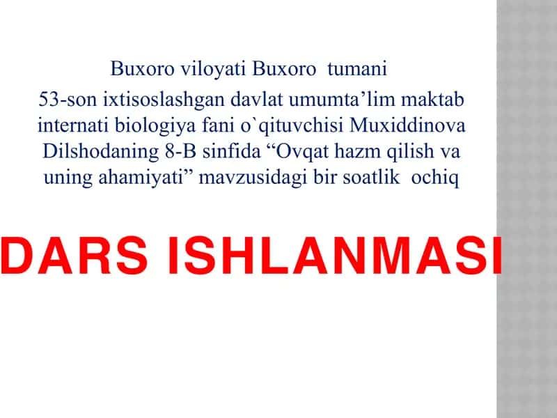 "Ovqat hazm qilish va uning ahamiyati" 1