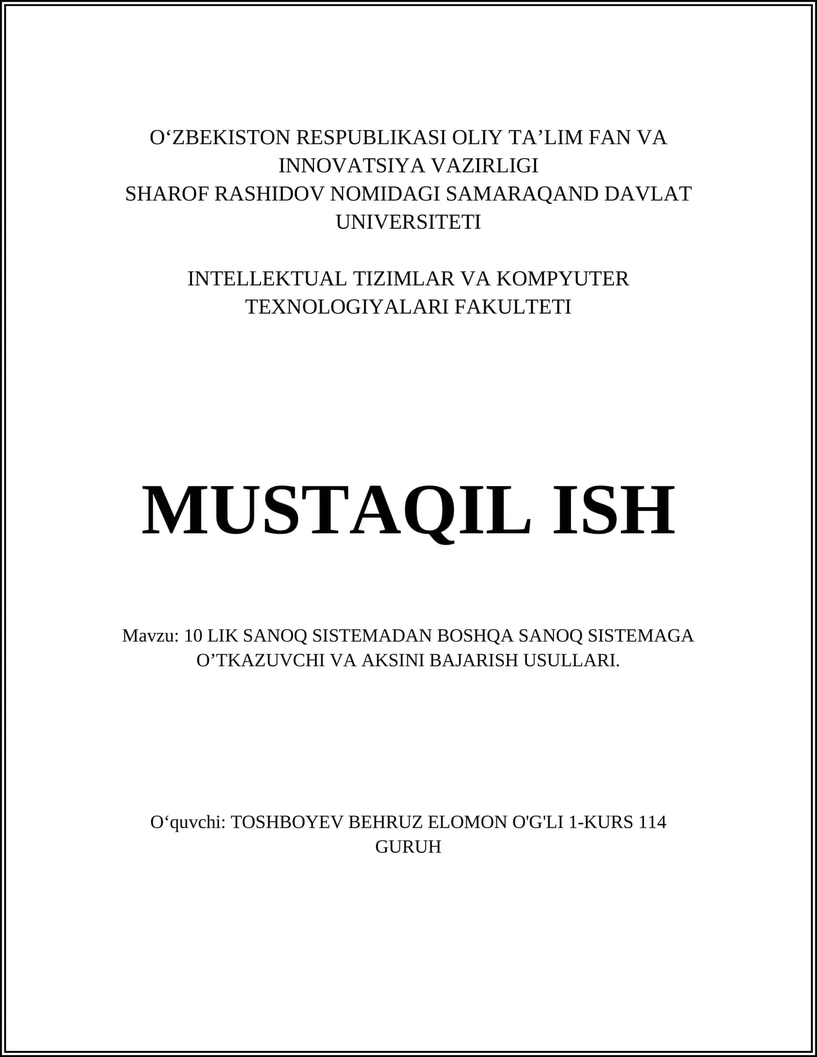Ikilik sanoq tizimi 1