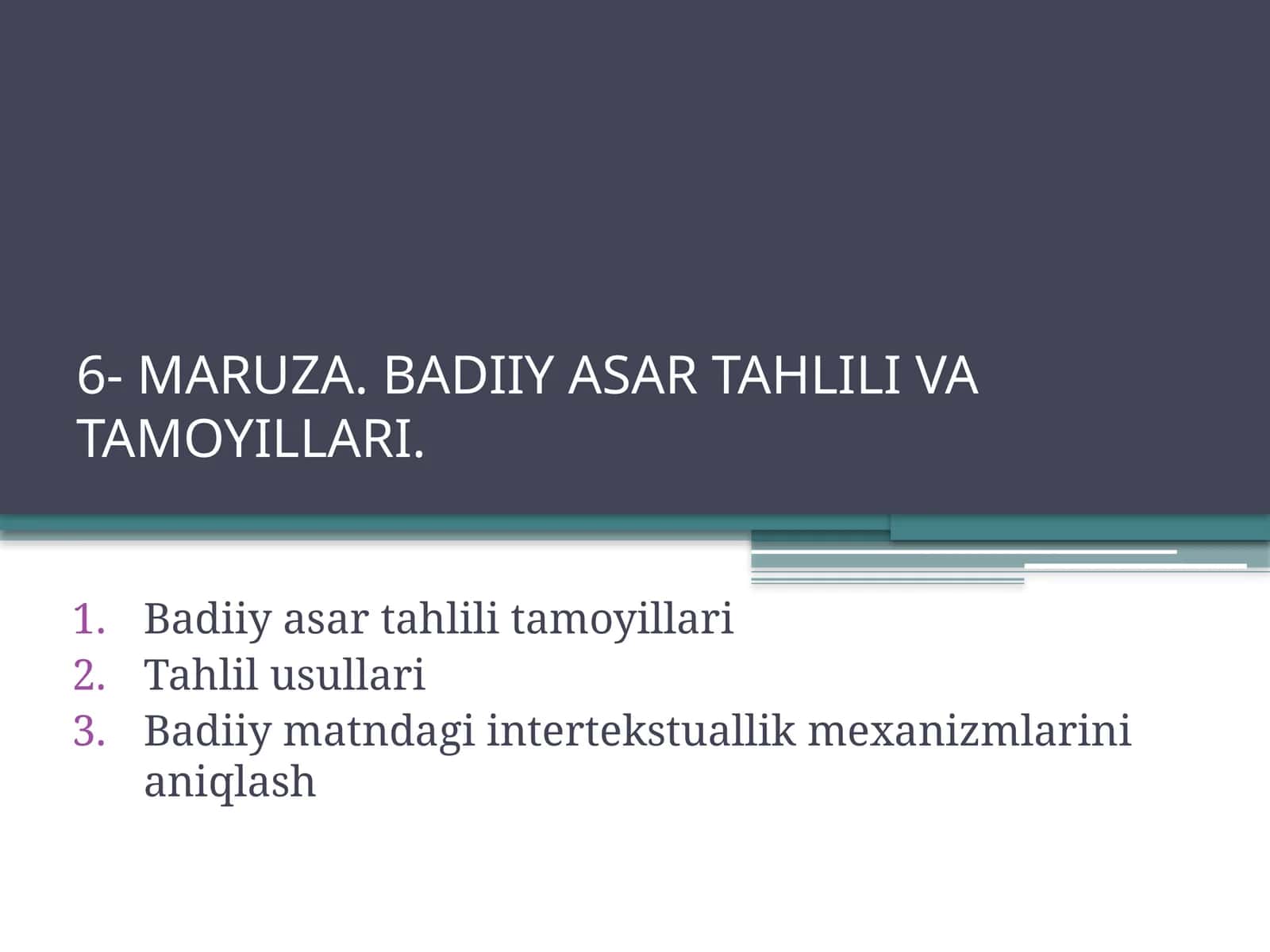 MARUZA. BADIIY ASAR TAHLILI VA TAMOYILLARI 1