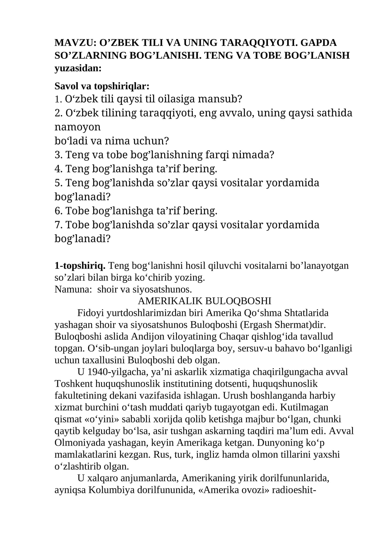 O’ZBEK TILI VA UNING TARAQQIYOTI 1