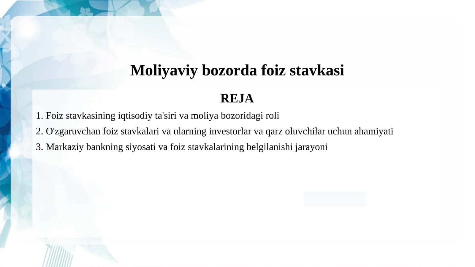 Moliyaviy bozorda foiz stavkasi 1