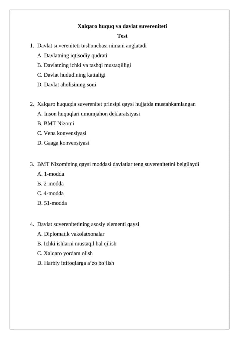 Xalqaro huquq va davlat suvereniteti 1