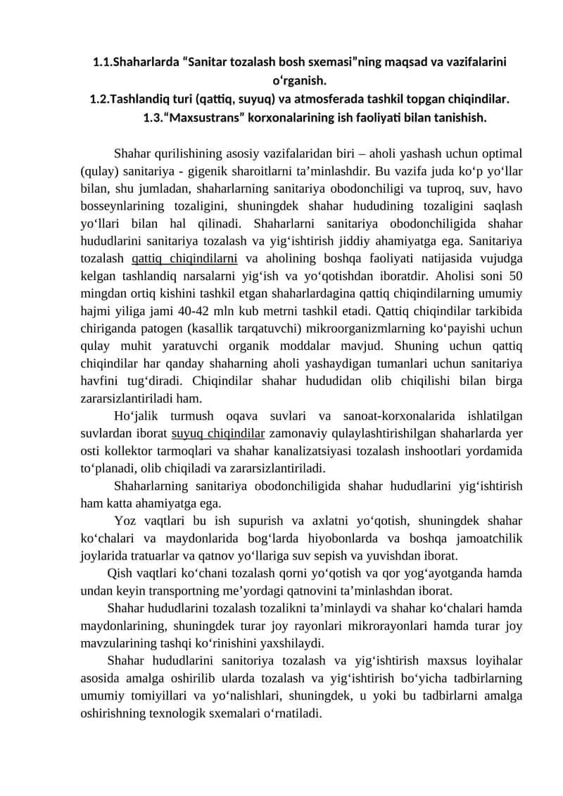 Sanitar tozalash bosh sxemasi 1