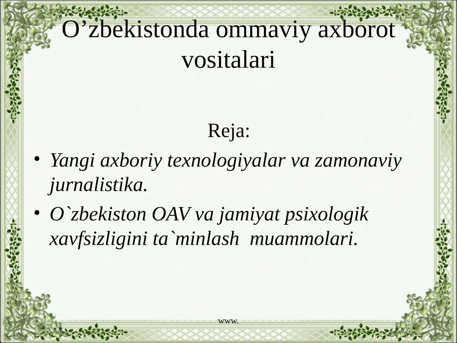 O’zbekistonda ommaviy axborot vositalari 1